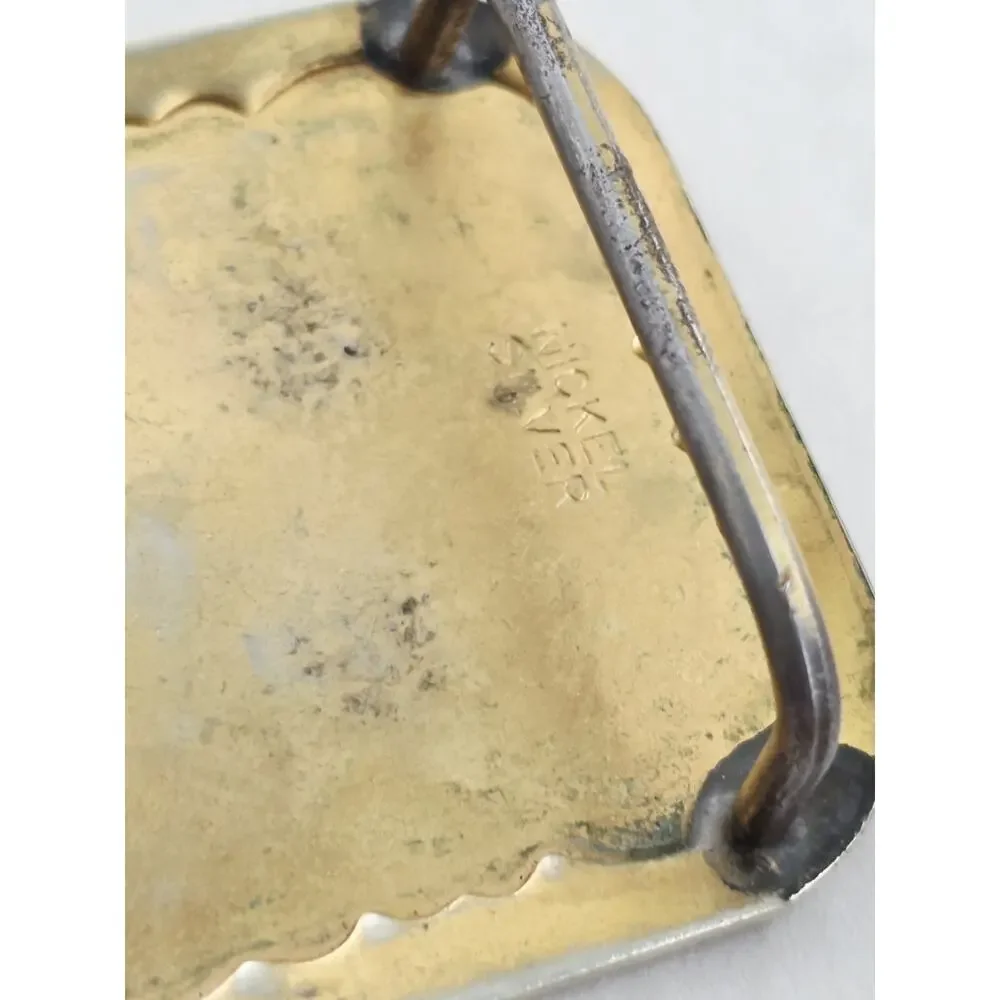 Vintage Nickel Silver End Of The Trail Horse In Saddle Western Belt Buckle